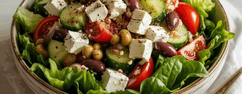 Griechischer Salat mit Feta – so sieht es fertig aus