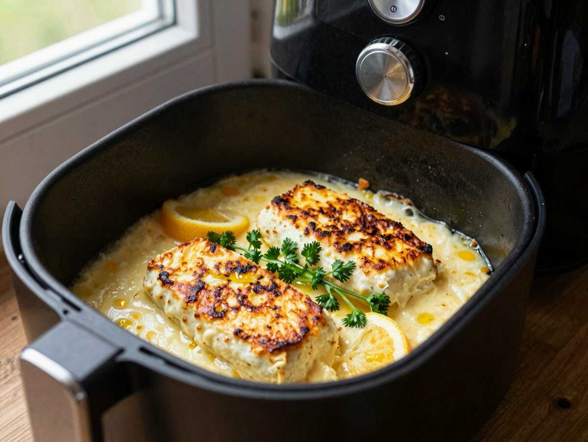 Grillkäse mit Kräutern aus dem Airfryer – schnell, einfach, unfassbar gut – während der Zubereitung