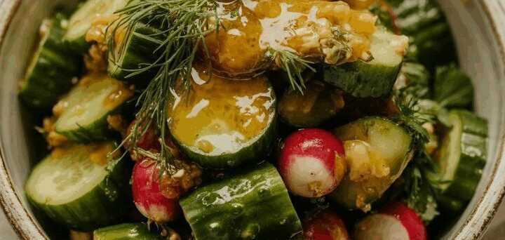 Gurken-Radieschen-Salat mit Essig-Öl