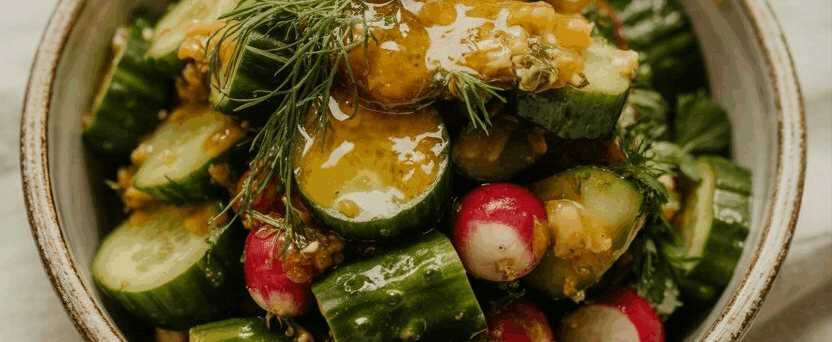 Gurken-Radieschen-Salat mit Essig-Öl