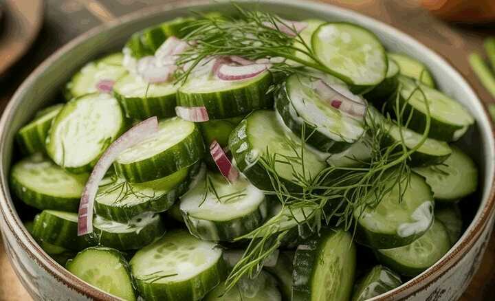 Gurkensalat mit Dill und Zwiebeln klassisch