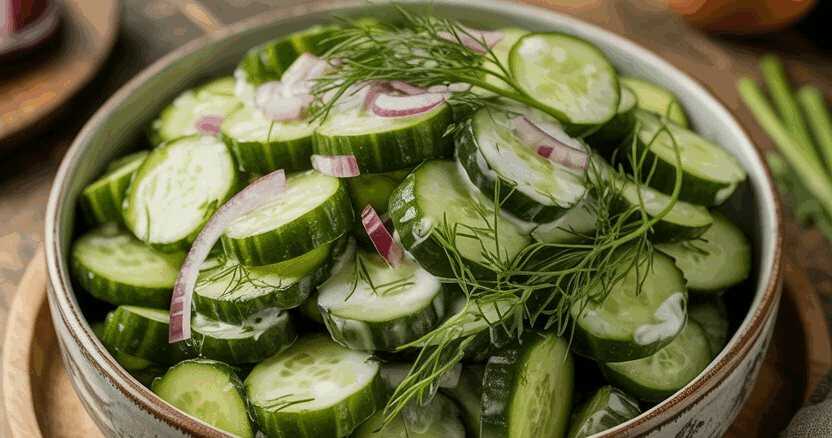 Gurkensalat mit Dill und Zwiebeln klassisch