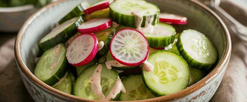 Gurkensalat mit Radieschen in 10 Minuten zubereitet – so sieht es fertig aus