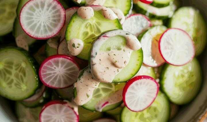Gurkensalat mit Radieschen in 10 Minuten zubereitet