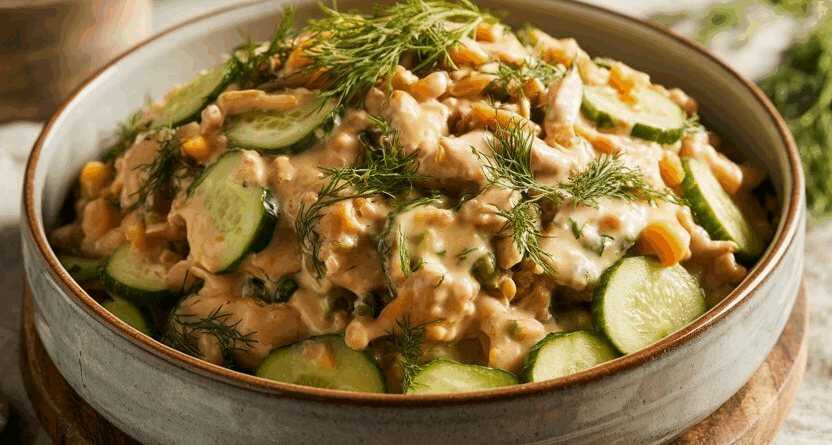 Gurkensalat süß-sauer nach Oma-Rezept – so sieht es fertig aus