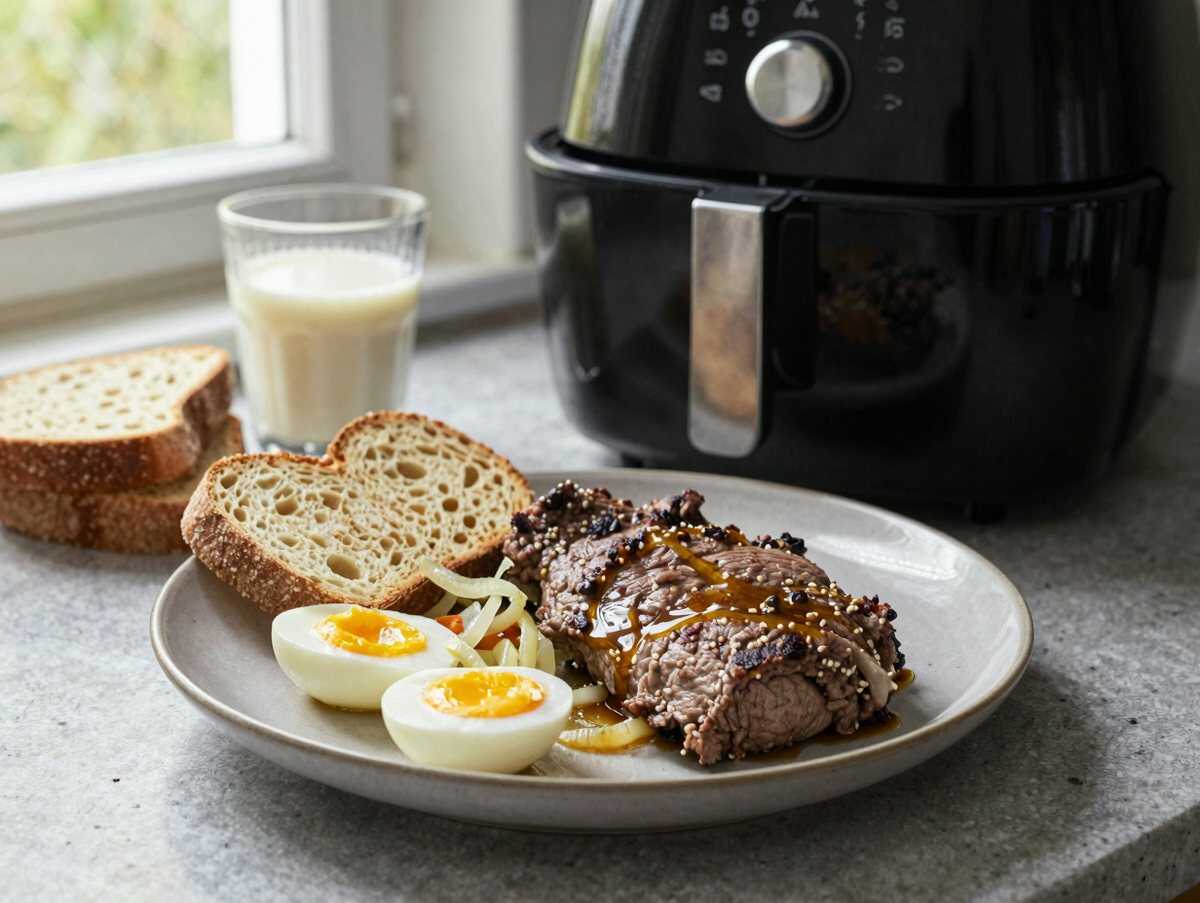 Hackbraten (falscher Hase) aus dem Airfryer – Kinder lieben dieses Rezept – während der Zubereitung