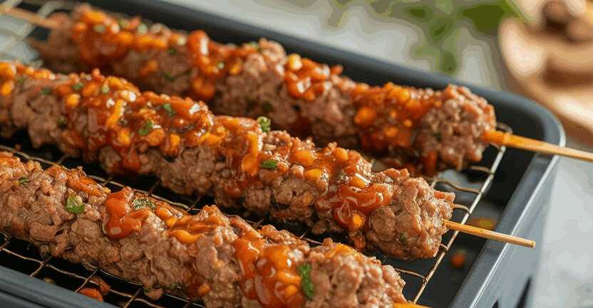 Hackfleischspieße orientalisch gewürzt aus dem Airfryer
