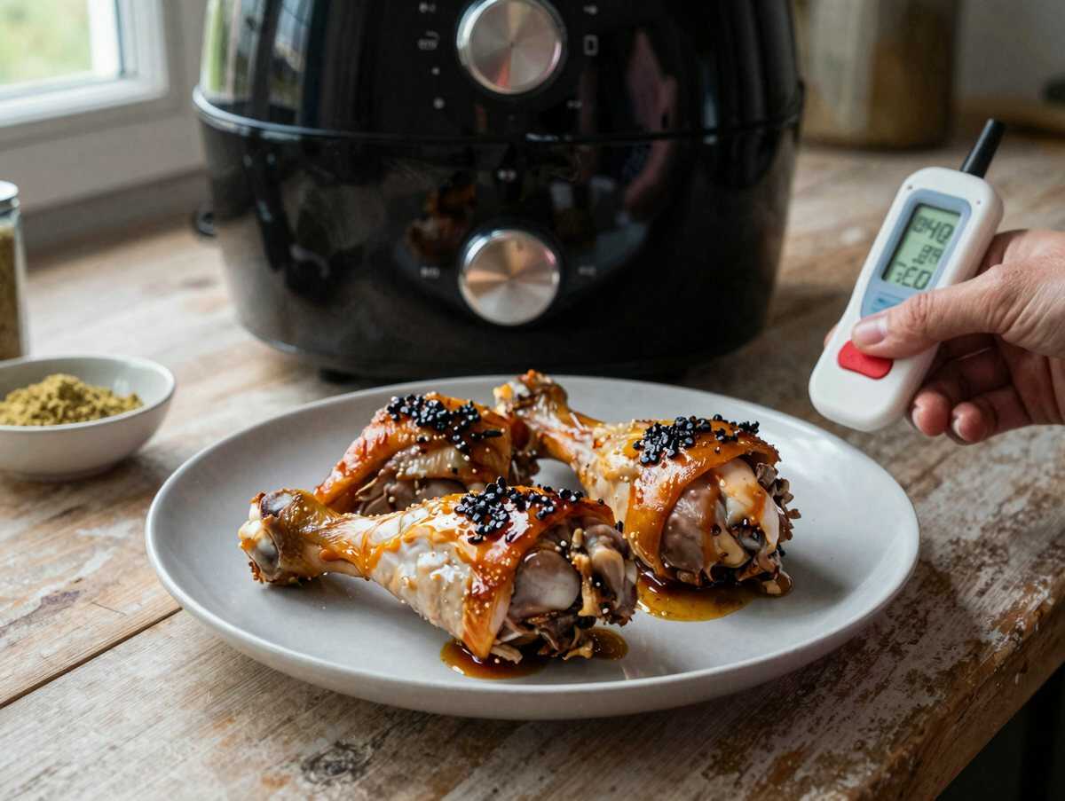 Hähnchen Drumsticks mit BBQ-Gewürz aus dem Airfryer – während der Zubereitung