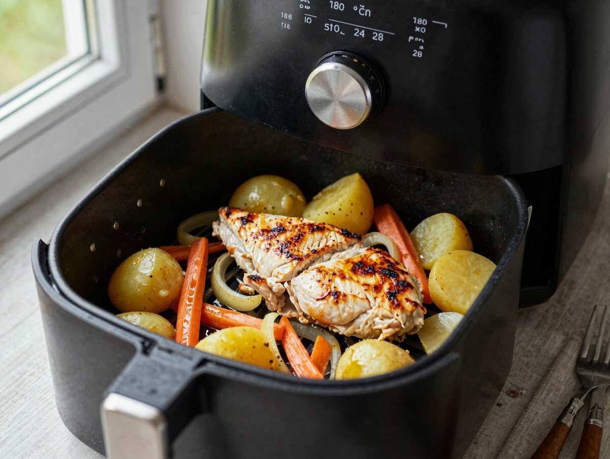 Hähnchen-Gemüse-Meal-Prep aus dem Airfryer: schmeckt nach Sonntag bei Oma – während der Zubereitung