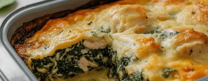 Hähnchen mit 300g Spinat in cremiger Parmesan Soße