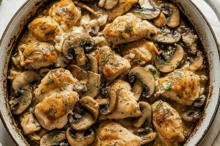 Hähnchen Pilzpfanne in 15 Minuten mit 150 g Champignons
