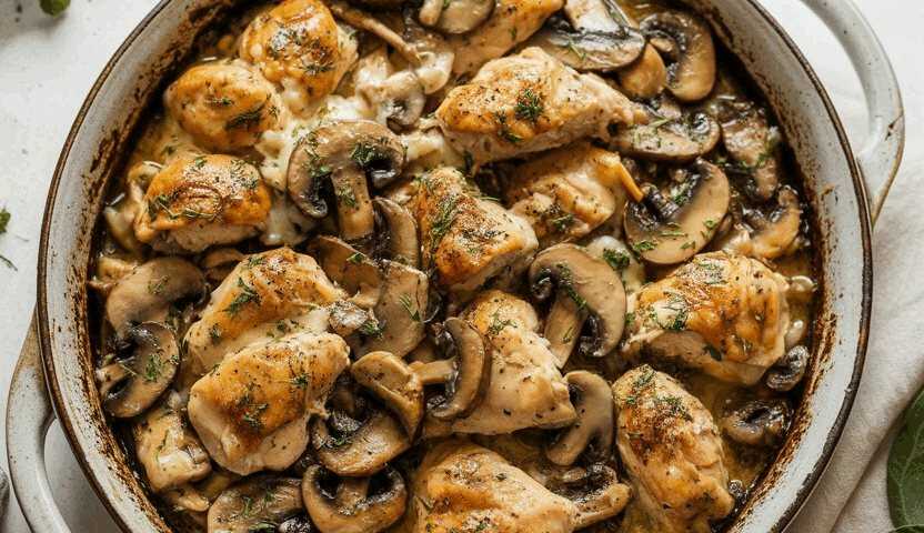 Hähnchen Pilzpfanne in 15 Minuten mit 150 g Champignons