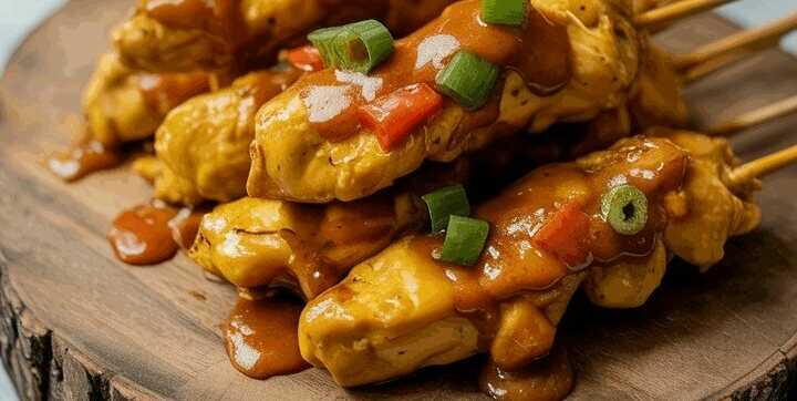 Hähnchen Satay Spieße aus der Heißluftfritteuse