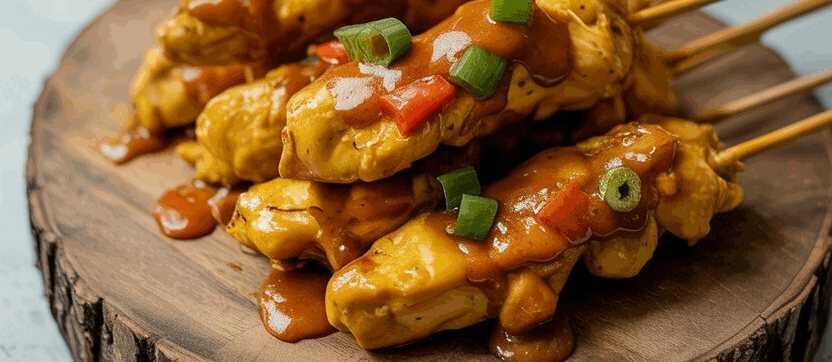 Hähnchen Satay Spieße aus der Heißluftfritteuse