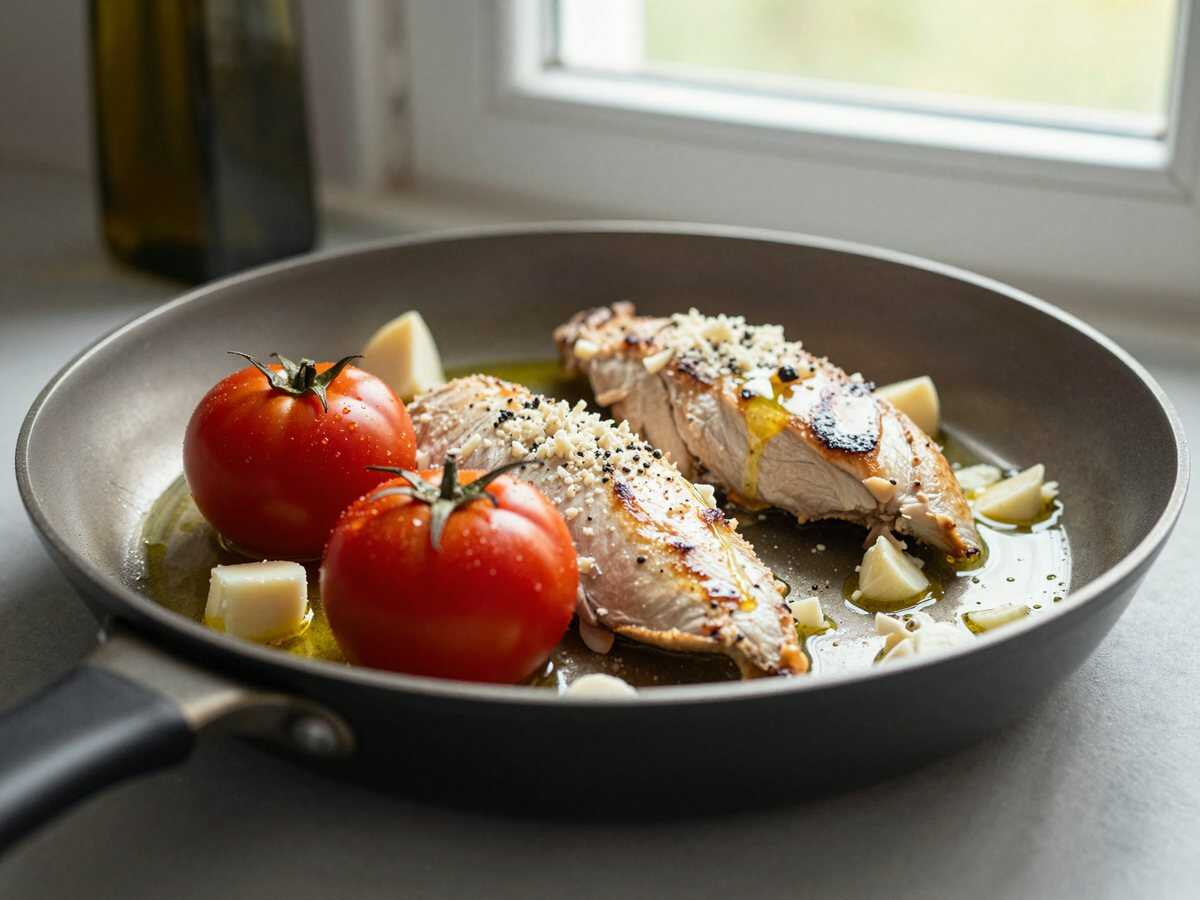 Hähnchenbrust gefüllt mit getrockneten Tomaten – während der Zubereitung