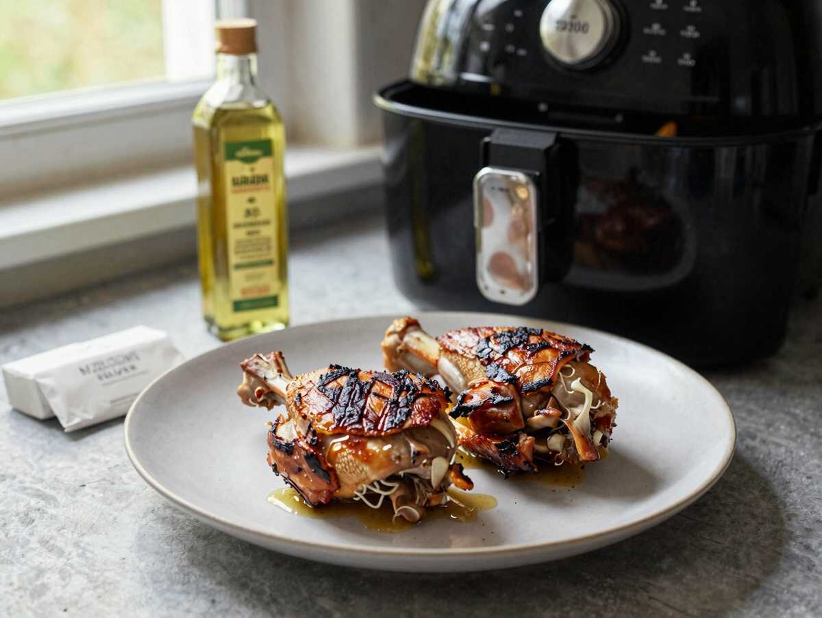 Hähnchenschenkel knusprig aus dem Airfryer – Kinder lieben dieses Rezept – während der Zubereitung