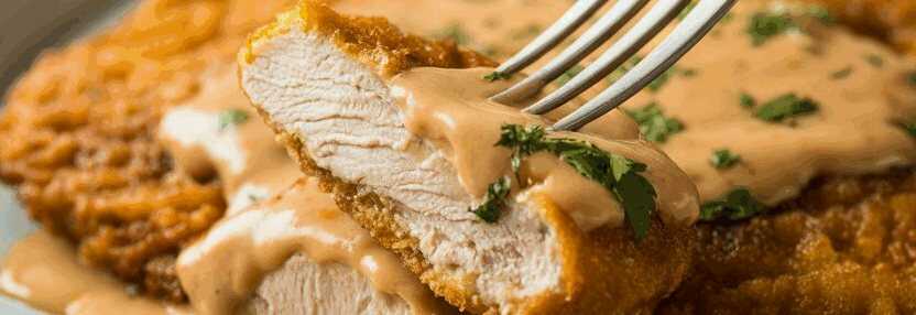 Hähnchen-Schnitzel ohne Frittierfett aus der Heißluftfritteuse – so sieht es fertig aus