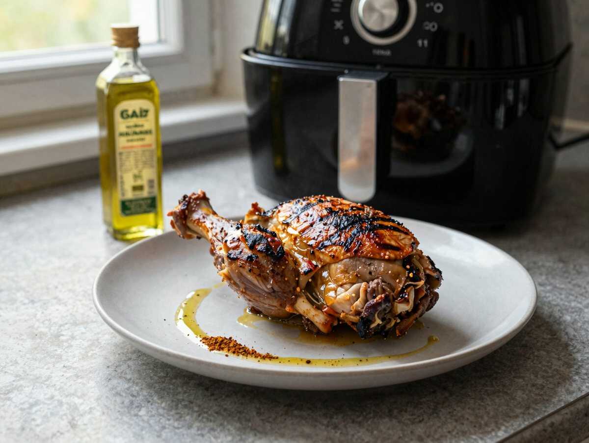 Halbes Hähnchen wie vom Grill aus dem Airfryer, das Rezept, das gerade auf Pinterest viral geht – während der Zubereitung