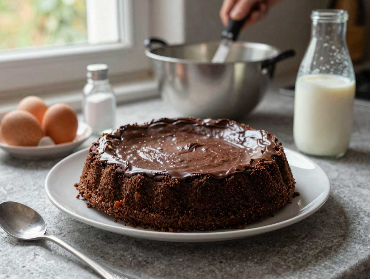 Hausgemachter Schokoladenkuchen mit Buttermilch – Ein unwiderstehliches Rezept zum Nachbacken! – während der Zubereitung