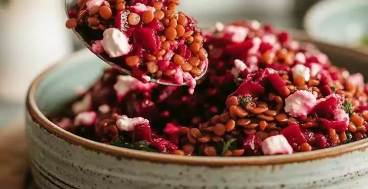 Herbstlicher Roter Bete-Linsensalat mit Feta