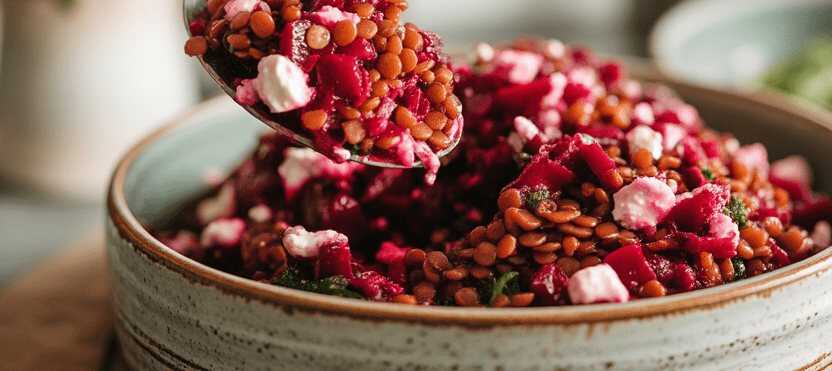 Herbstlicher Roter Bete-Linsensalat mit Feta