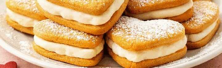 Herzförmige Plätzchen mit cremiger Milchfüllung – Ein unwiderstehliches Rezept zum Nachbacken!