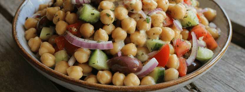 Herzhafter Mediterraner Kichererbsen-Salat – so sieht es fertig aus