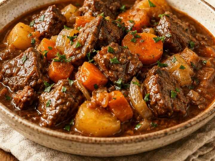 Herzhaftes Rindereintopf-Rezept im Slow Cooker für gemütliche Familienabende