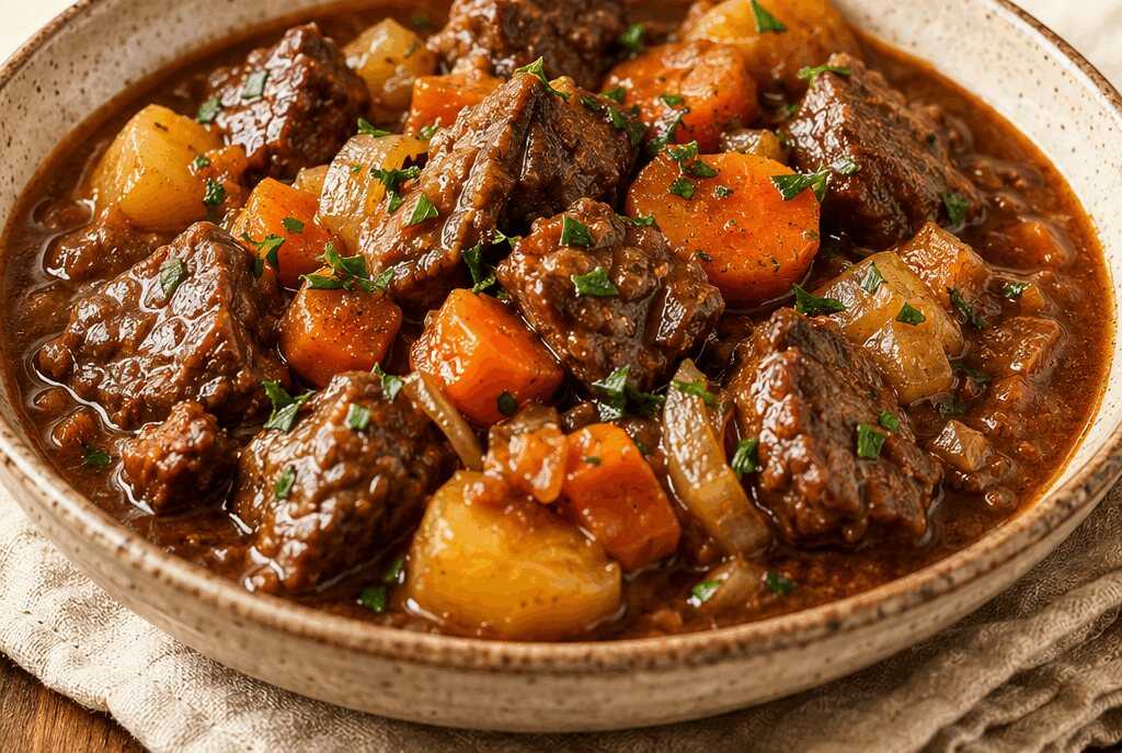 Herzhaftes Rindereintopf-Rezept im Slow Cooker für gemütliche Familienabende