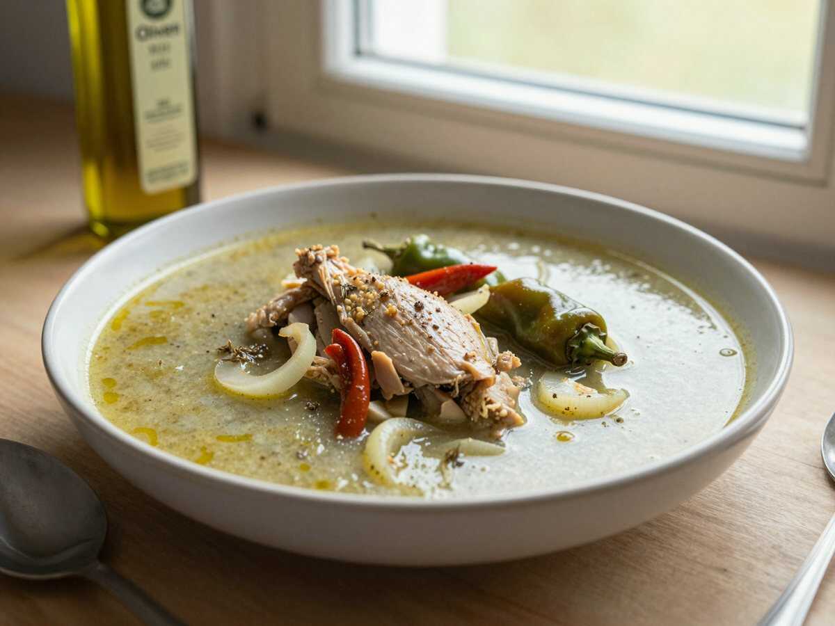Herzliche Hühnersuppe mit Poblano: Eine Umarmung für die Seele in jedem Löffel! – während der Zubereitung