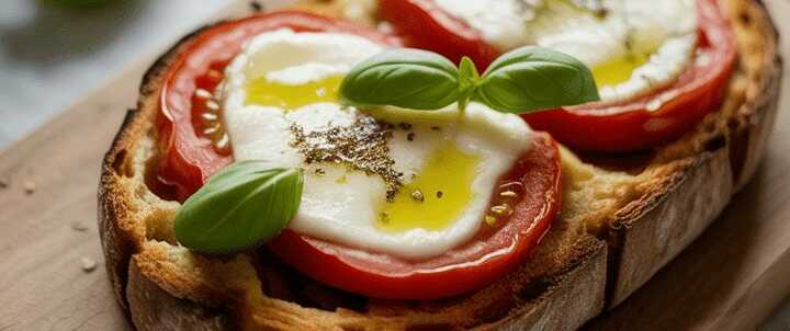 Heute Morgen Tomaten Mozzarella Toast im Ofen gebacken