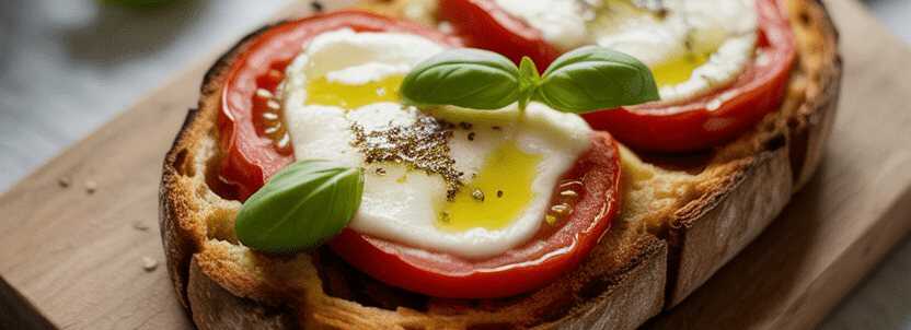 Heute Morgen Tomaten Mozzarella Toast im Ofen gebacken