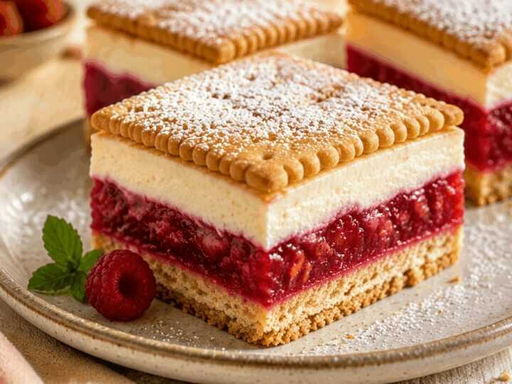 Himmlische Butterkeks-Himbeerschnitten: Ein einfaches Rezept, das verzaubert!