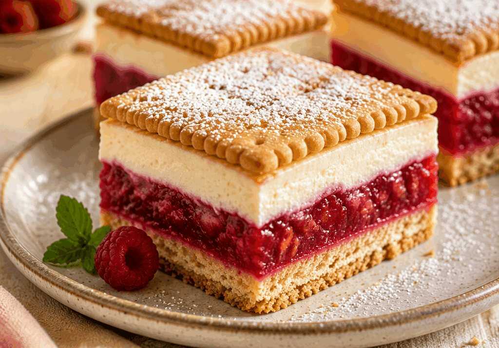 Himmlische Butterkeks-Himbeerschnitten: Ein einfaches Rezept, das verzaubert!