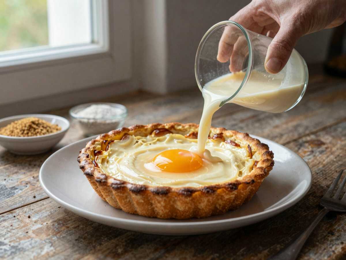 Himmlische Puddingschnitten mit saurer Sahne – Ein Rezept zum Verlieben! – während der Zubereitung