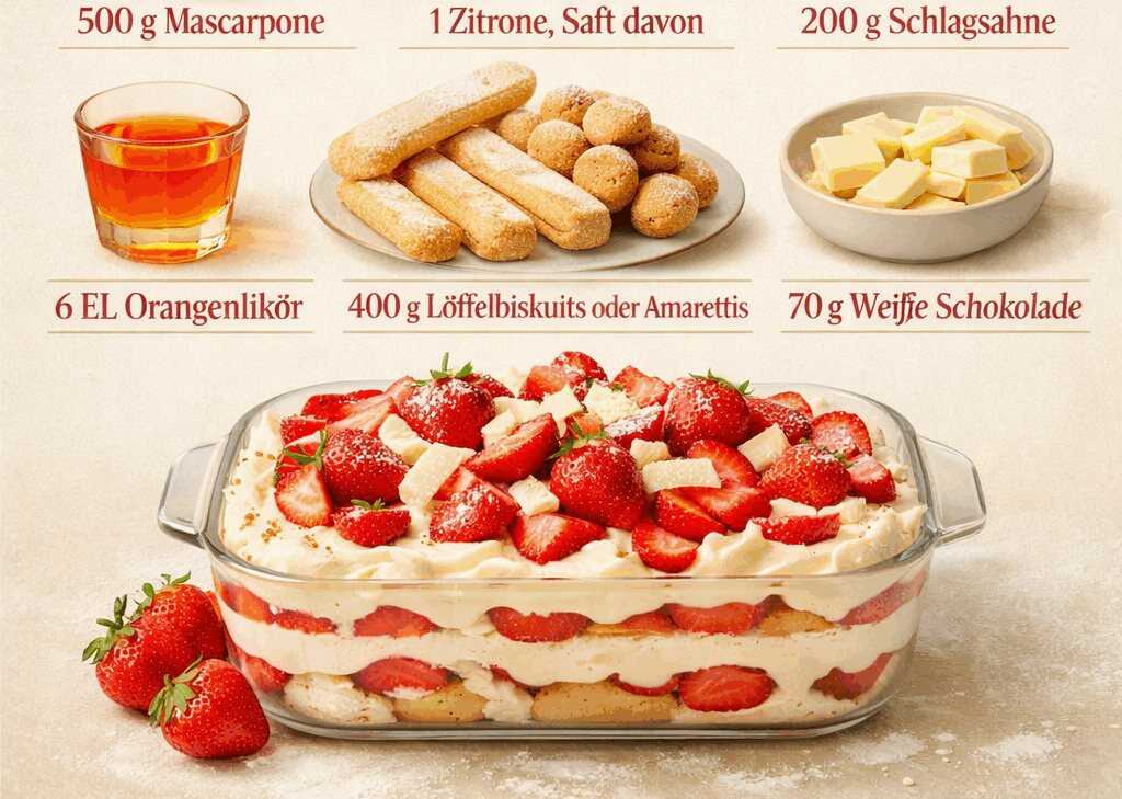 Erdbeer-Tiramisu mit Weißer Schokolade
