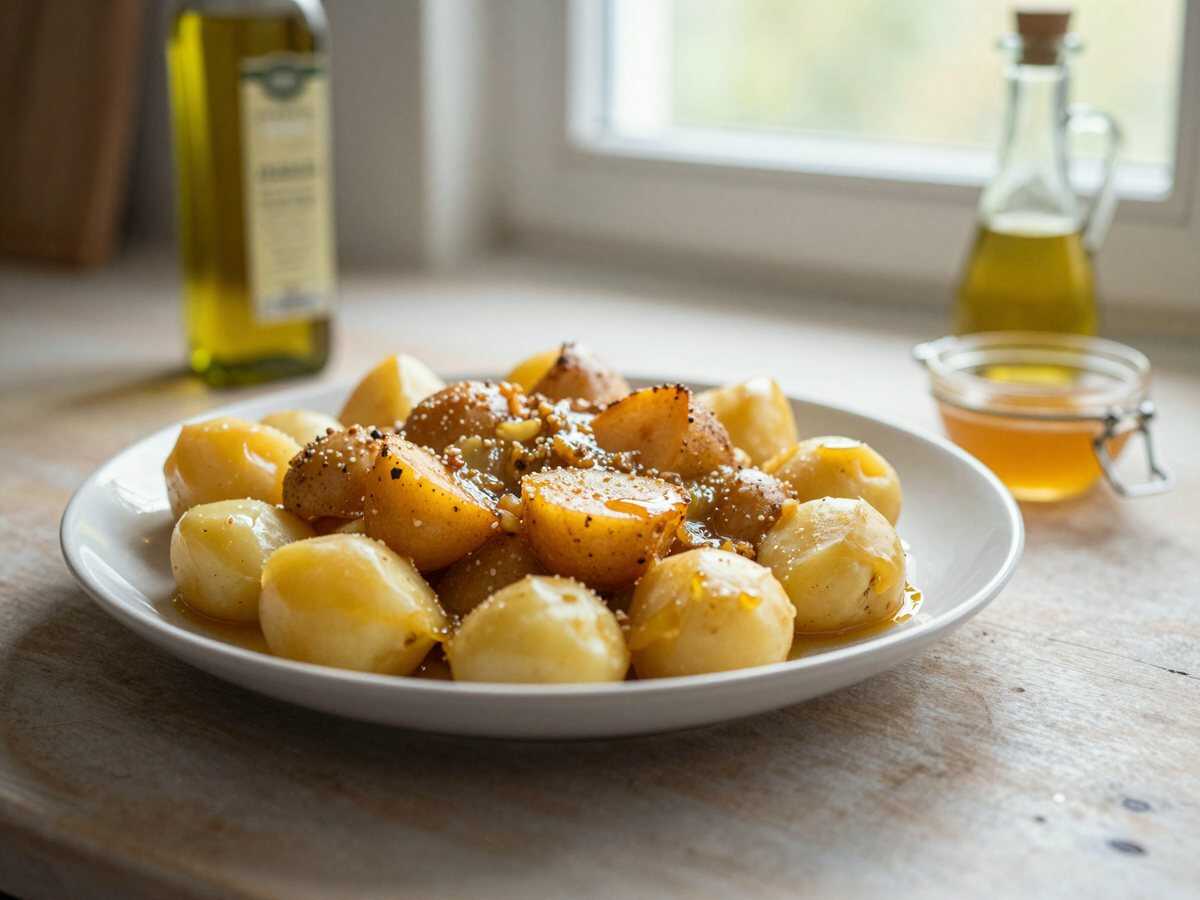 Honig-Senf-Kartoffeln vom Blech – ohne viel Abwasch, ohne Stress – während der Zubereitung