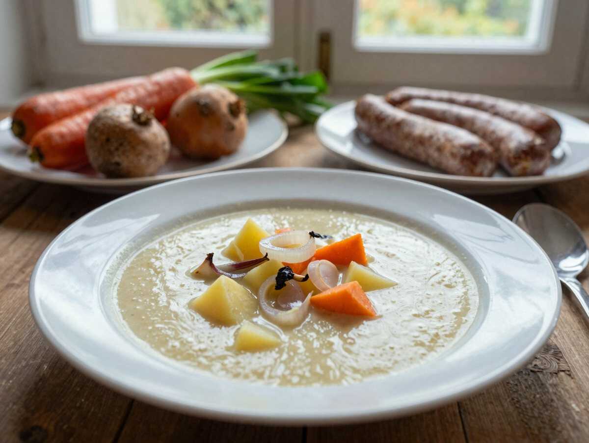 Ich bin in diese Suppe verliebt, Kartoffelsuppe mit 3 Würstchen! – während der Zubereitung