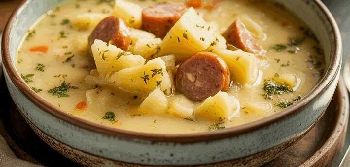 Ich bin in diese Suppe verliebt, Kartoffelsuppe mit 3 Würstchen!