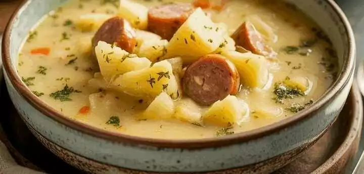Ich bin in diese Suppe verliebt, Kartoffelsuppe mit 3 Würstchen!