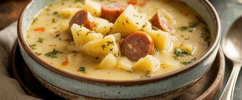 Ich bin in diese Suppe verliebt, Kartoffelsuppe mit 3 Würstchen!
