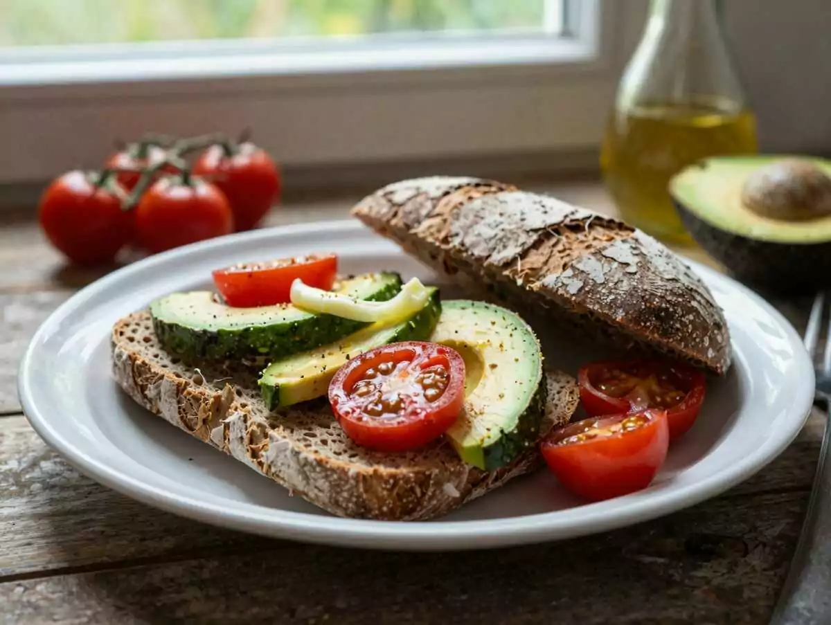 Ich konnte es täglich essen, Avocadobrot mit Tomaten – während der Zubereitung