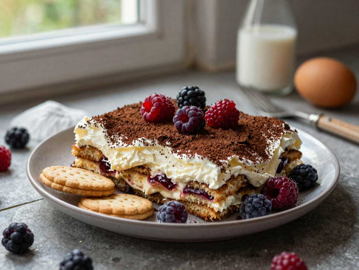 Ich verrühre 1 kg Erdbeeren mit Mascarpone, Erdbeer Tiramisu – während der Zubereitung