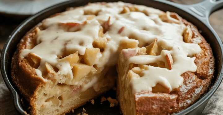 Ich verrühre 250g Schmand und 3 Äpfel, Weihnachts Apfelkuchen
