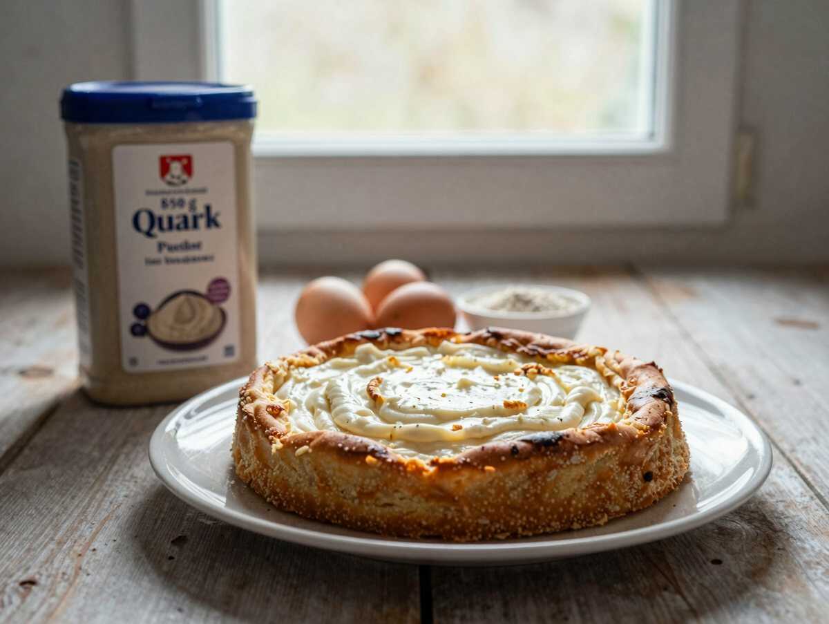 Ich verrühre 850 g Quark mit Puddingpulver fur Quarkkuchen in 5 Minuten – während der Zubereitung