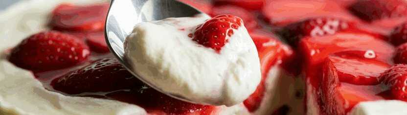 Ich verrühre Mascarpone mit 350 g Erdbeeren, Erdbeerkuchen ohne Backen