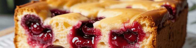 Kirschkuchen aus Blätterteig mit Butterflöckchen bei 240 Grad