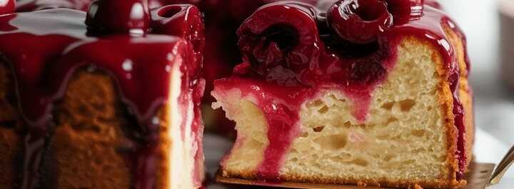 Kirschkuchen mit Rührteig und 300 g entsteinten Kirschen