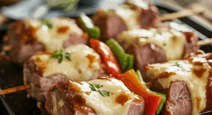 Im Ofen gebackene Schweinespieße in 15 Minuten zubereitet