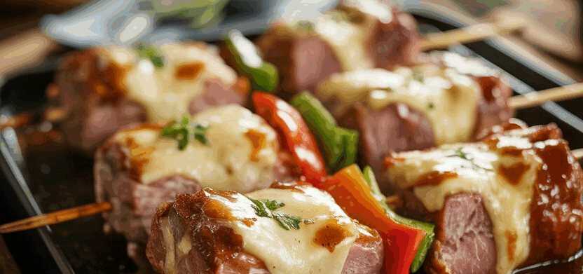 Im Ofen gebackene Schweinespieße in 15 Minuten zubereitet